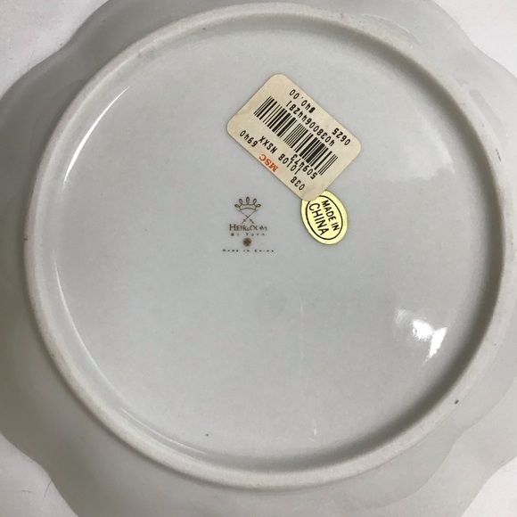 Vintage Heirloom by Toyo Floral Bowl Gold Trim Garden Bouquet Scalloped Leaves - Picture 12 of 12